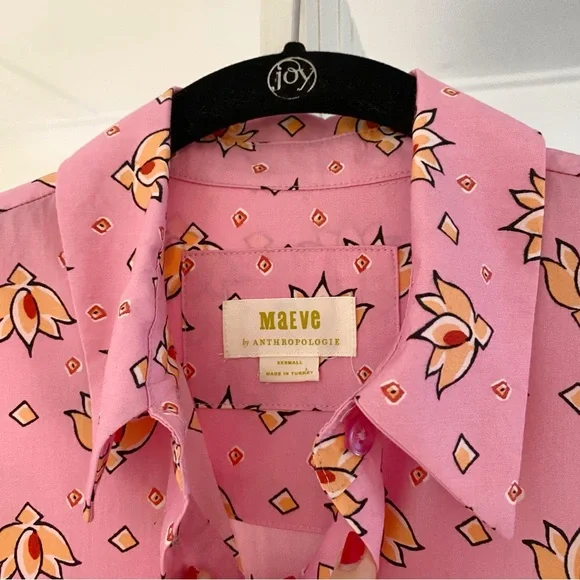 Maeve By Anthropologie Bettina Midi Shirt Dress in Pink Combo - Picture 10 of 10